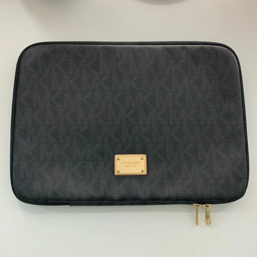 Michael Kors Black Tablet Sleeve with Gold Hardware
